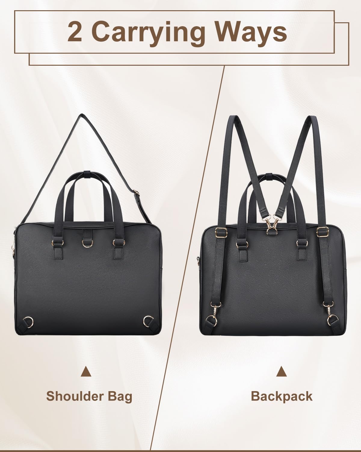 Foto 4 | Maletín Para Portátil Matein 17.3'' Impermeable Para Mujer Negro - Venta Internacional.