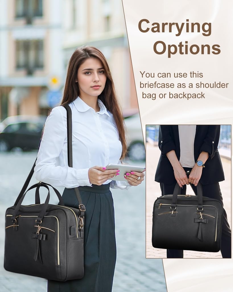 Foto 7 | Maletín Para Portátil Matein 17.3'' Impermeable Para Mujer Negro - Venta Internacional.