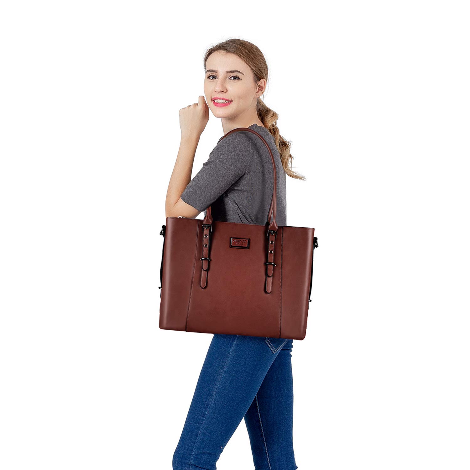 Foto 5 | Bolsa Mosiso Para Portátil  Piel Sintética  Impermeable  Para Mujeres De 15 A 16 Pulgadas - Venta Internacional.