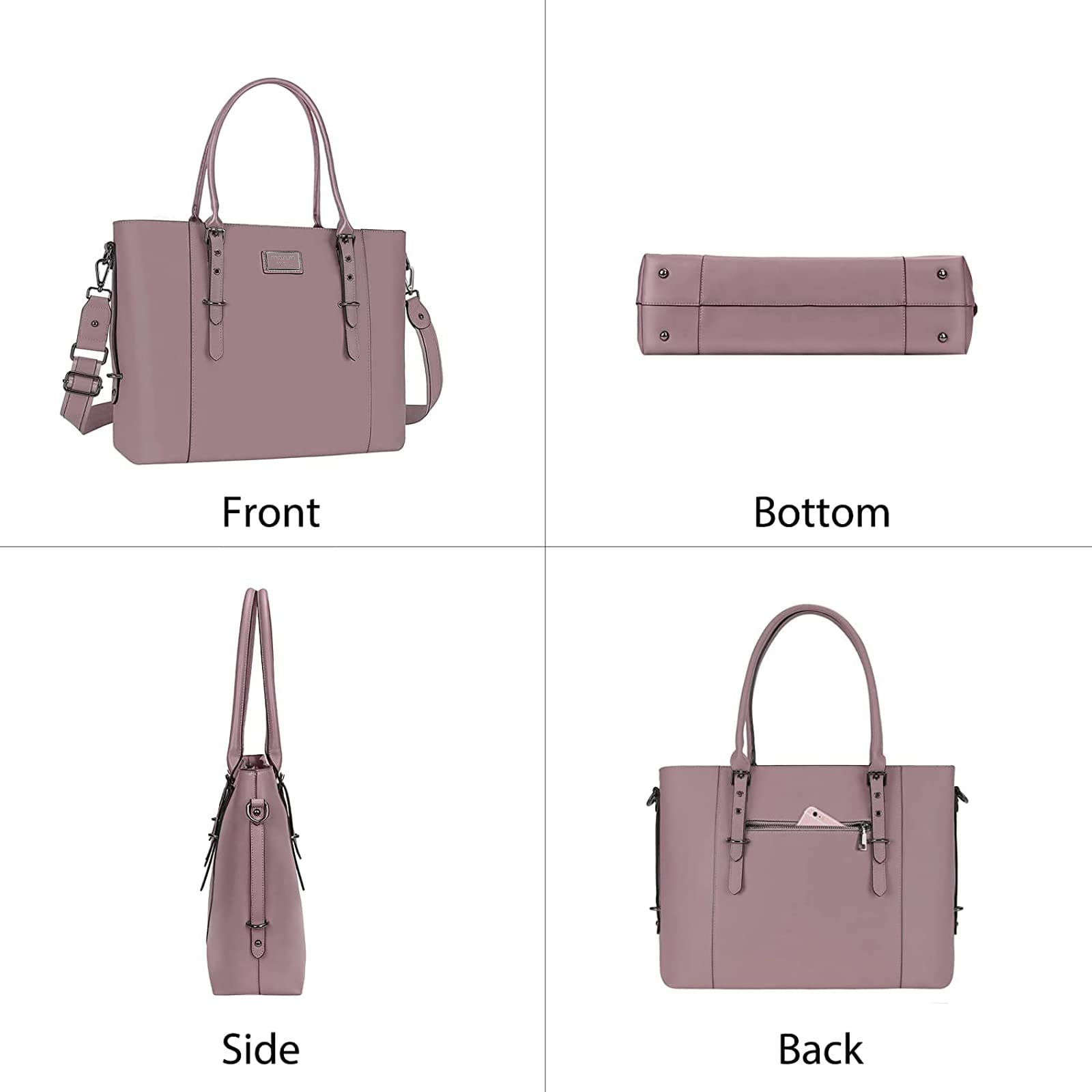 Foto 4 | Bolso De Mano Mosiso De Piel Sintética Para Portátil Para Mujer De 17 A 17 Pulgadas  Color Morado - Venta Internaciona