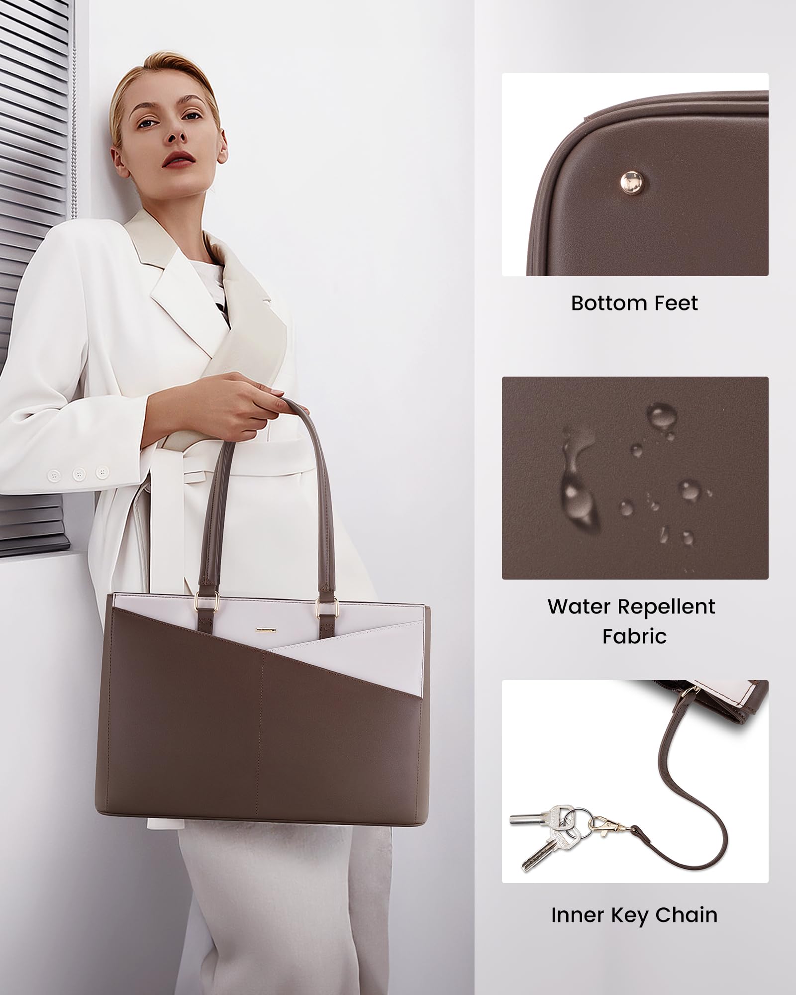 Foto 3 | Bolsa Para Portátil Lovevook Para Mujer De 15 6 Pulgadas  Color Café Y Beige - Venta Internacional.