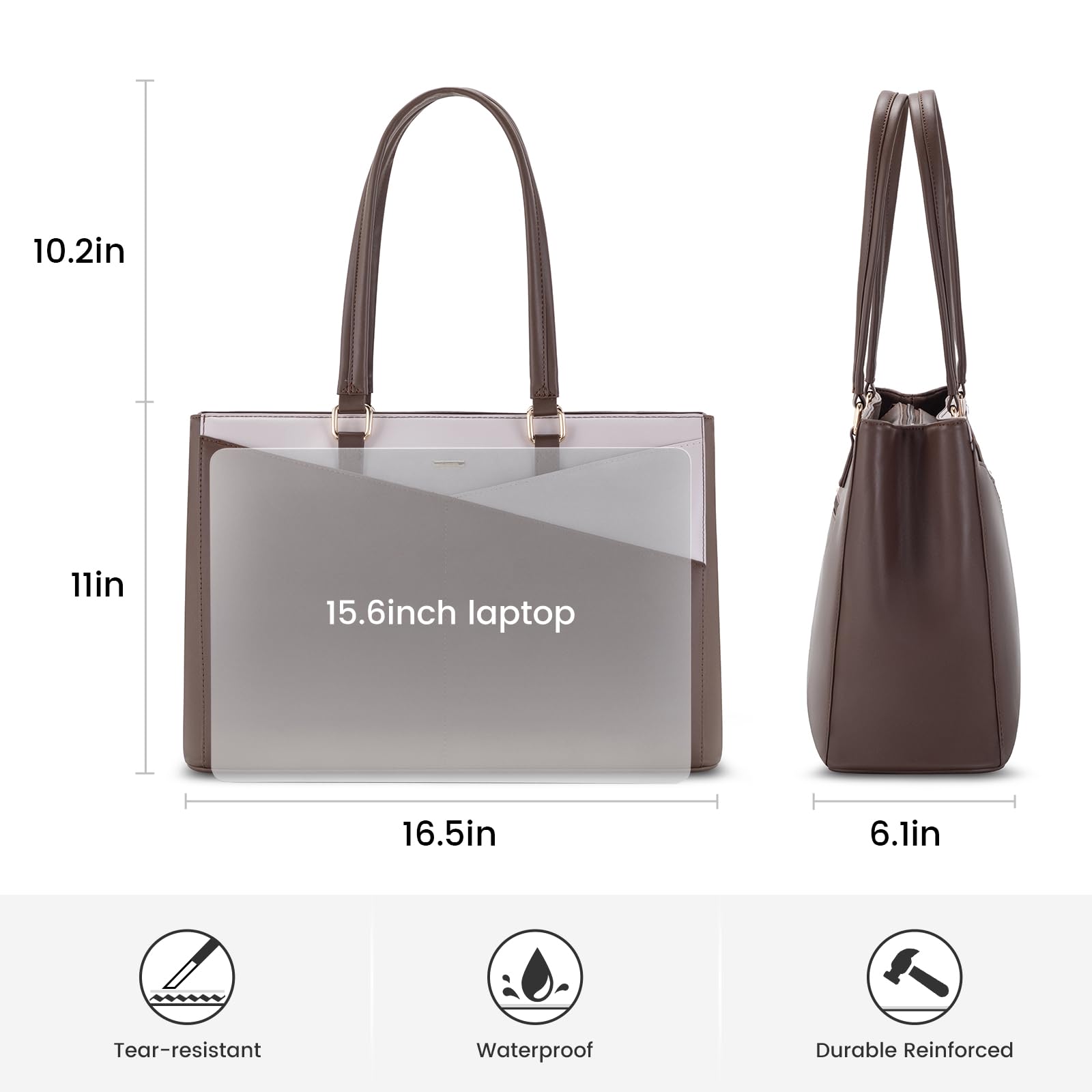 Foto 5 | Bolsa Para Portátil Lovevook Para Mujer De 15 6 Pulgadas  Color Café Y Beige - Venta Internacional.