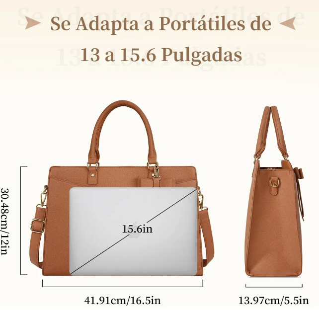 Foto 3 pulgar | Bolso Para Laptop Xtellar  Mujer  Impermeable  Cuero Pu  Acabado Oro  15.6 Pulgadas