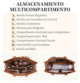 Foto 3 | Bolso Para Laptop Xtellar Mujer Impermeable Cuero Pu Acabado Oro 15.6 Pulgadas