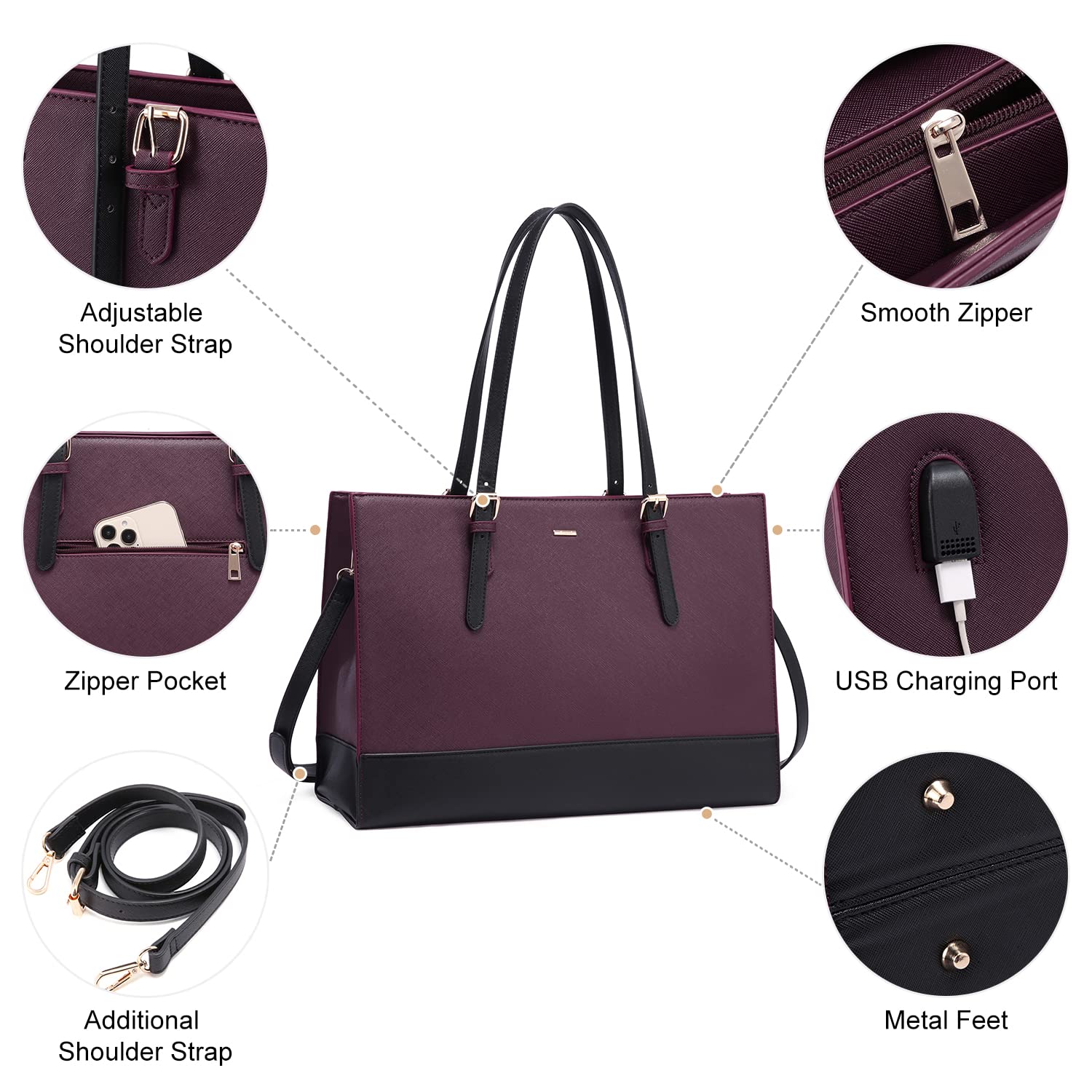 Foto 4 pulgar | Bolsa Para Portátil Lovevook Fashion Computer Tote 15.6 Pulgadas Para Mujer - Venta Internacional.