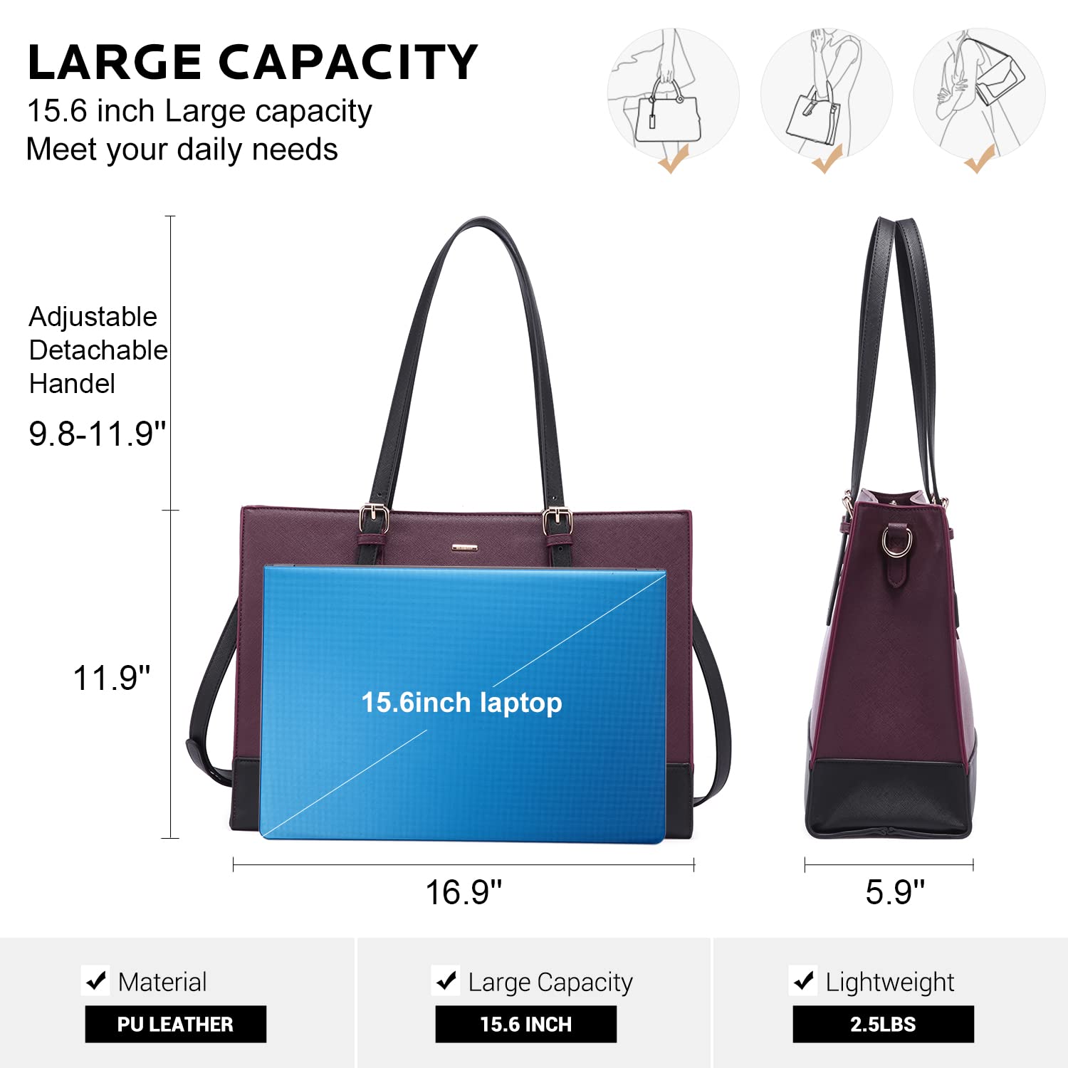 Foto 5 pulgar | Bolsa Para Portátil Lovevook Fashion Computer Tote 15.6 Pulgadas Para Mujer - Venta Internacional.