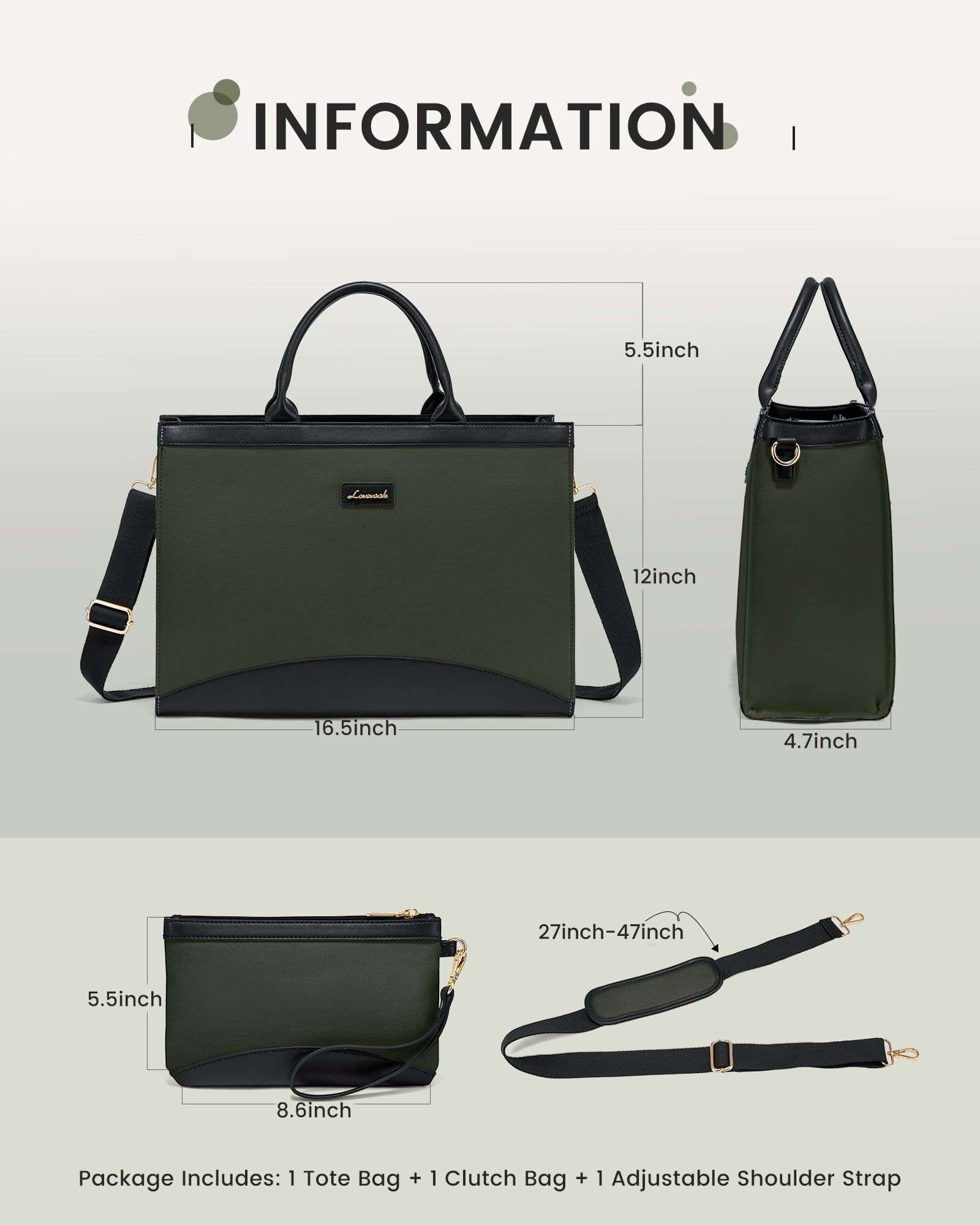 Foto 5 pulgar | Bolsa Para Portátil Lovevook Para Mujer De 15.6 Pulgadas Con Bolso De Mano Verde - Venta Internacional.