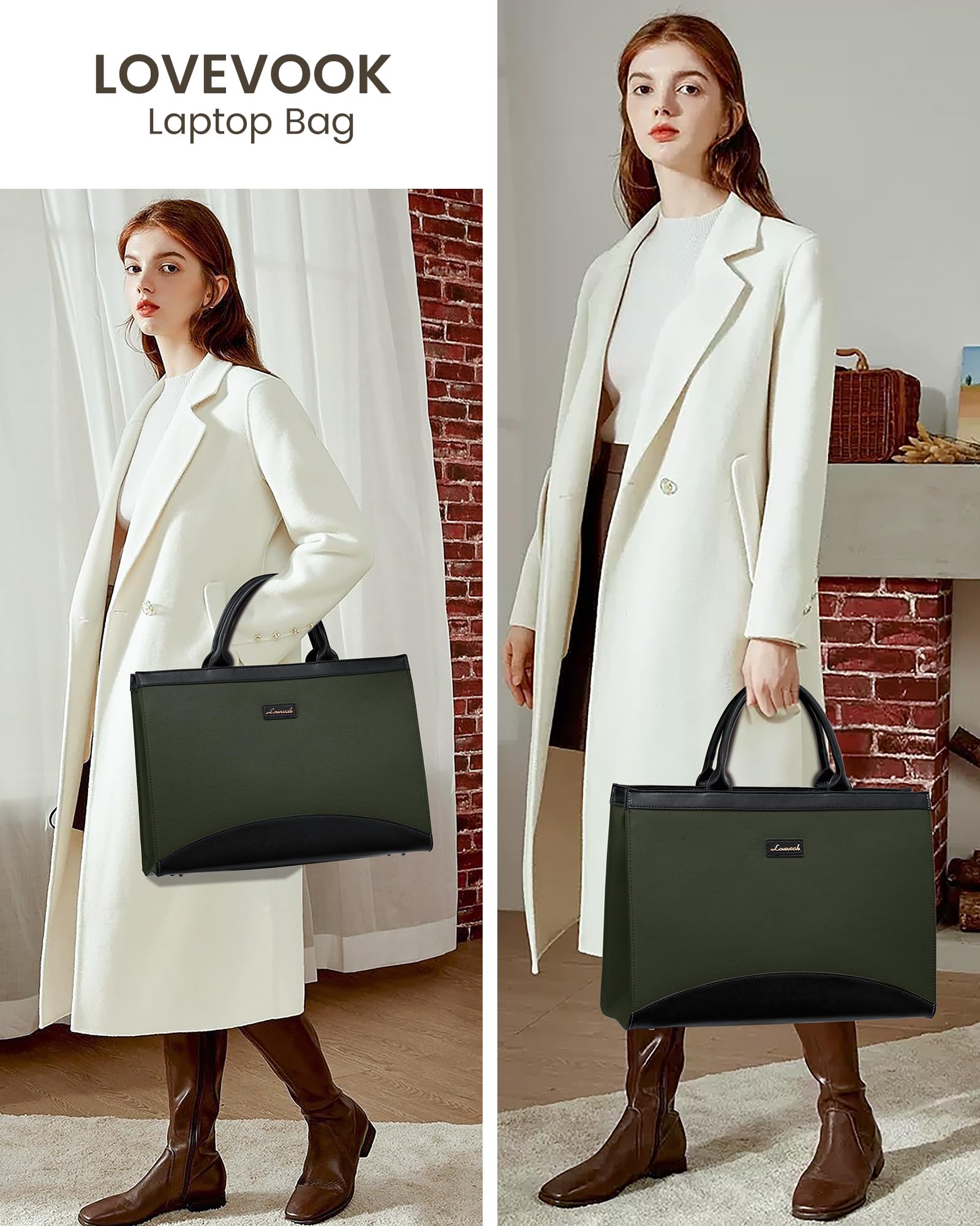 Foto 7 | Bolsa Para Portátil Lovevook Para Mujer De 15.6 Pulgadas Con Bolso De Mano Verde - Venta Internacional.