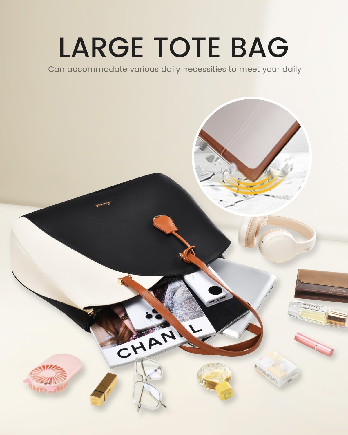 Foto 4 pulgar | Bolsa De Mano Para Portátil Lovevook Para Mujer De 17 Pulgadas  Negro  Beige Y Marrón - Venta Internacional.