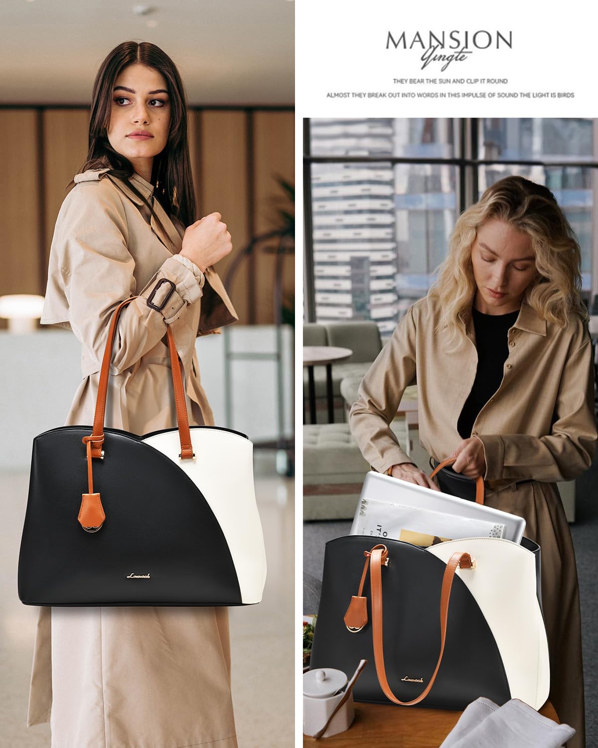 Foto 6 pulgar | Bolsa De Mano Para Portátil Lovevook Para Mujer De 17 Pulgadas  Negro  Beige Y Marrón - Venta Internacional.