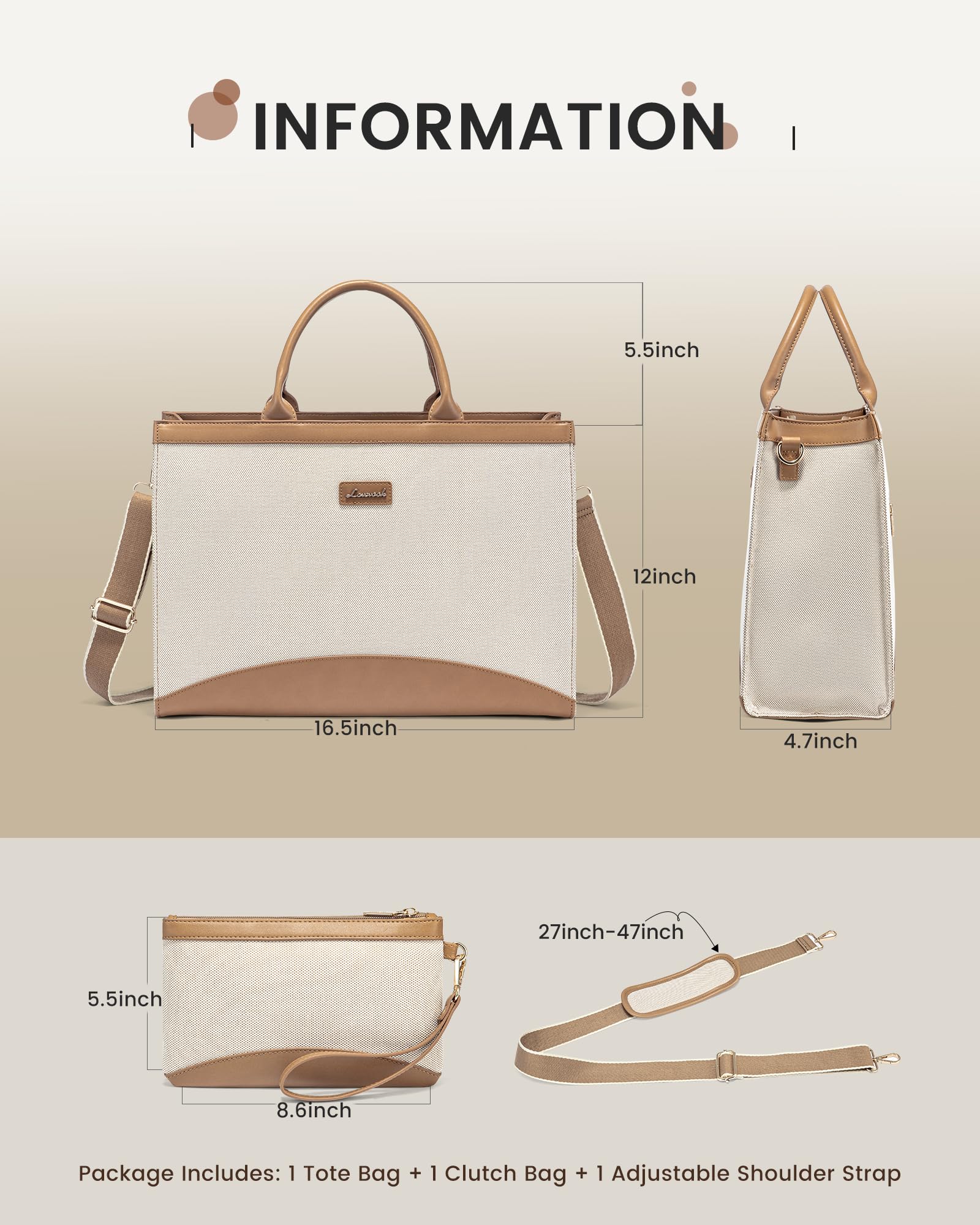Foto 5 pulgar | Bolsa Para Portátil Lovevook Para Mujer De 15.6 Pulgadas Con Bolso De Mano  Color Marrón - Venta Internacional.