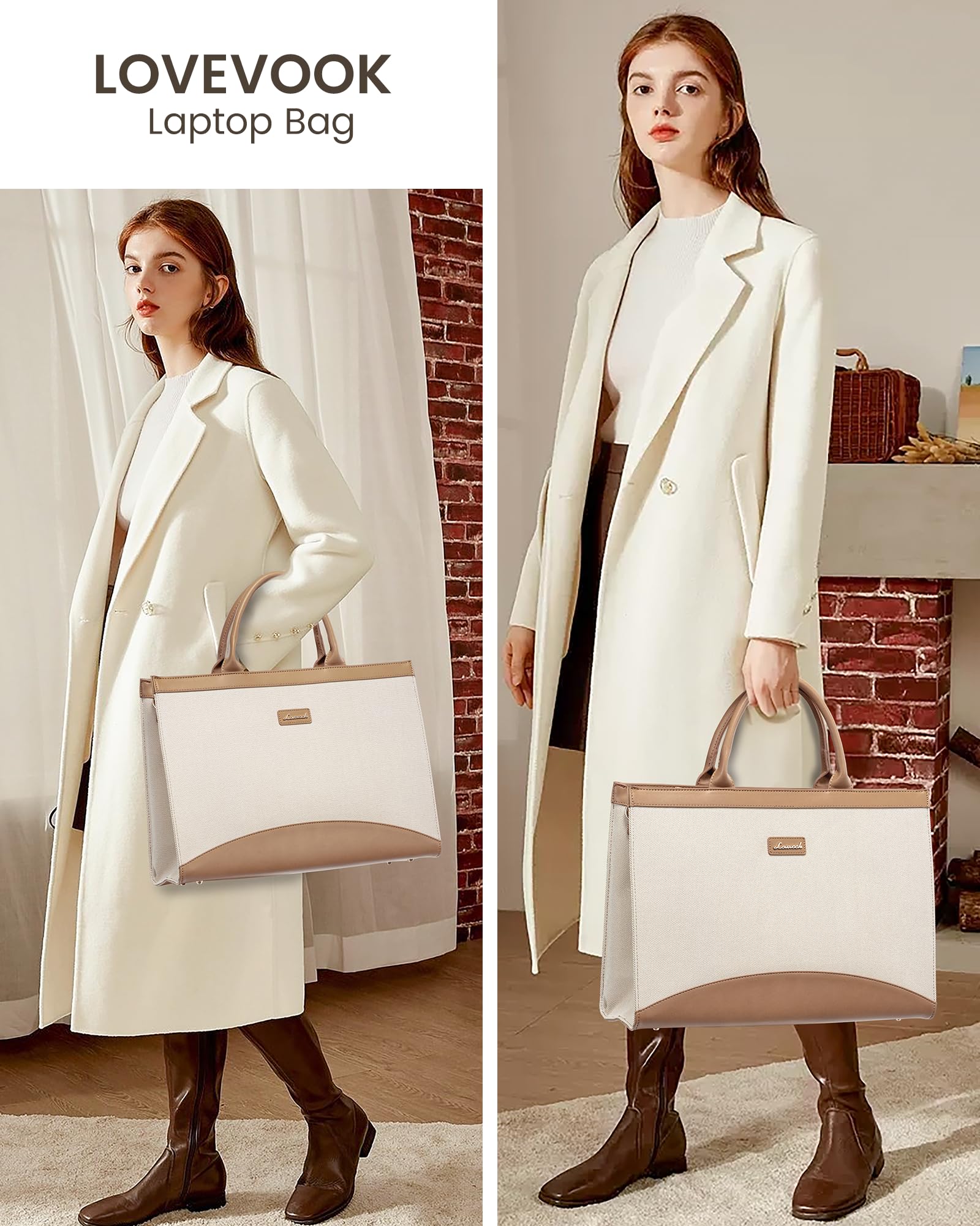 Foto 7 | Bolsa Para Portátil Lovevook Para Mujer De 15.6 Pulgadas Con Bolso De Mano  Color Marrón - Venta Internacional.
