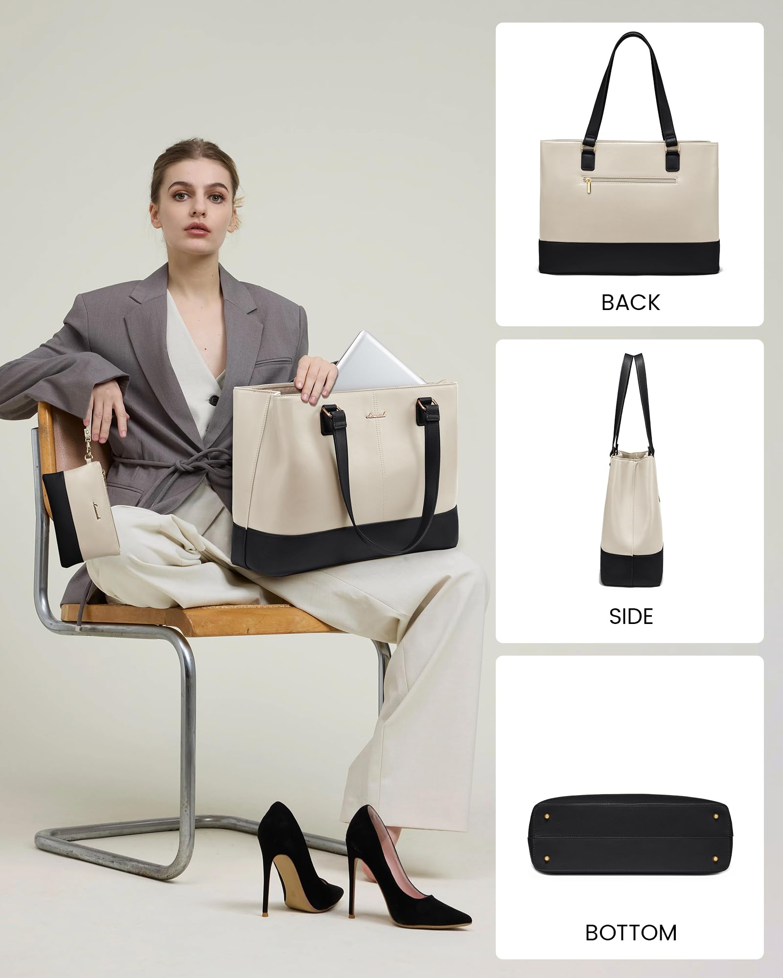 Foto 7 | Bolsa De Mano Para Portátil Lovevook Para Mujer De 15.6 Pulgadas  Piel Impermeable - Venta Internacional.