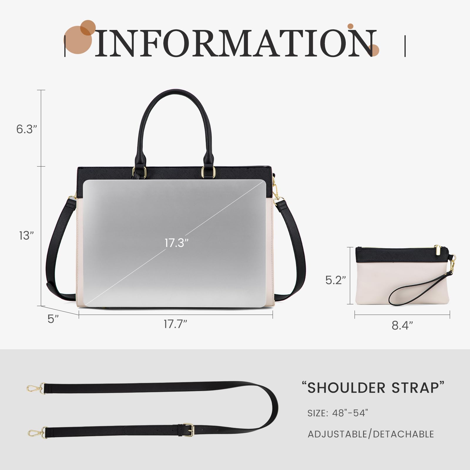 Foto 2 | Bolsa Para Portátil Lovevook Para Mujer De 17.3 Pulgadas  Piel Impermeable - Venta Internacional.