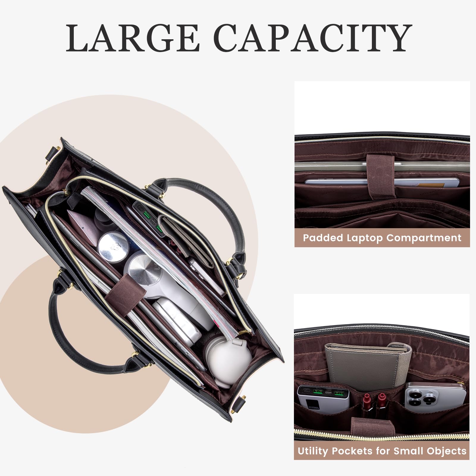 Foto 3 | Bolsa Para Portátil Lovevook Para Mujer De 17.3 Pulgadas  Piel Impermeable - Venta Internacional.