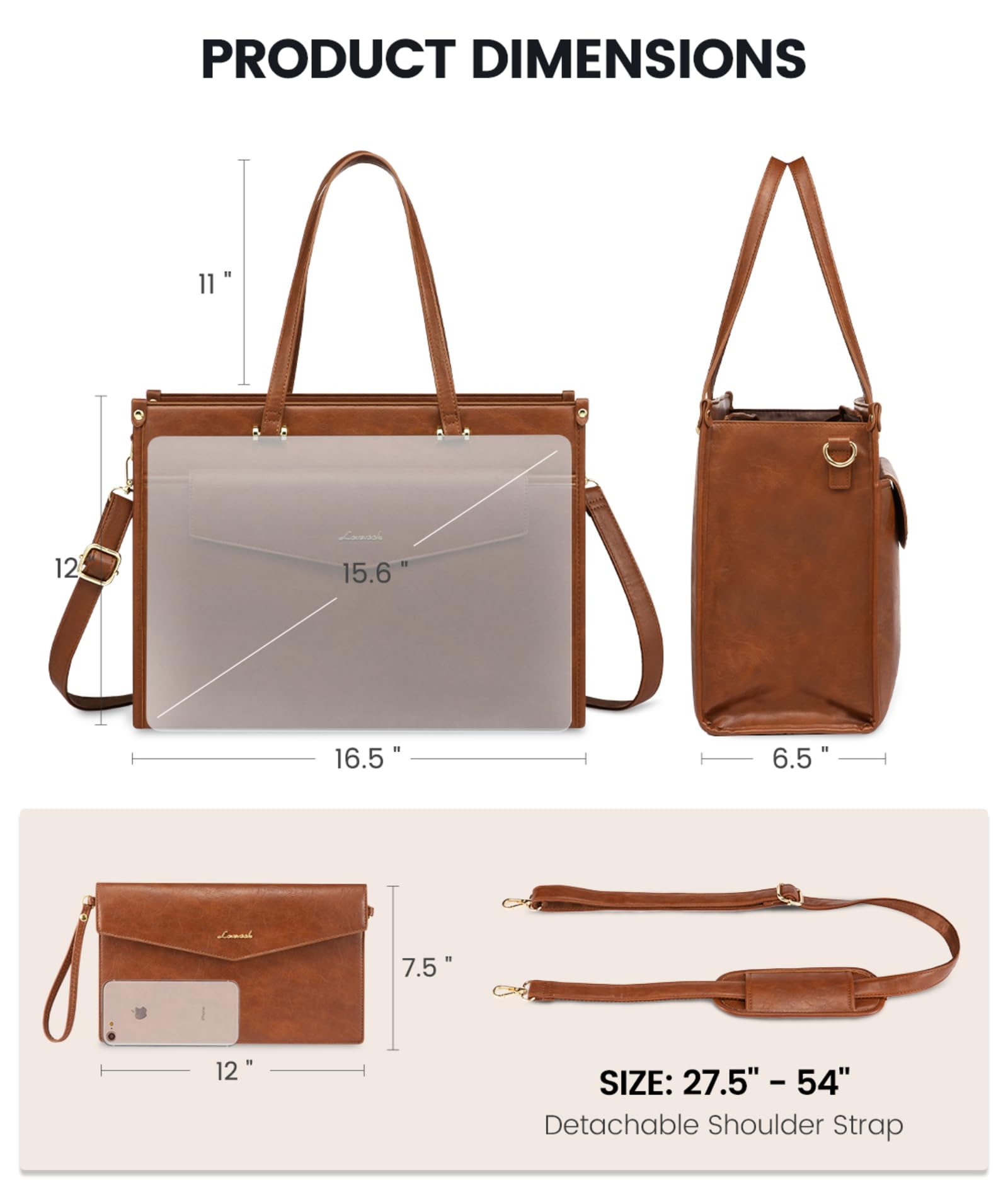 Foto 6 pulgar | Bolsa Para Portátil Lovevook De 15.6 Pulgadas  De Piel Impermeable - Venta Internacional.