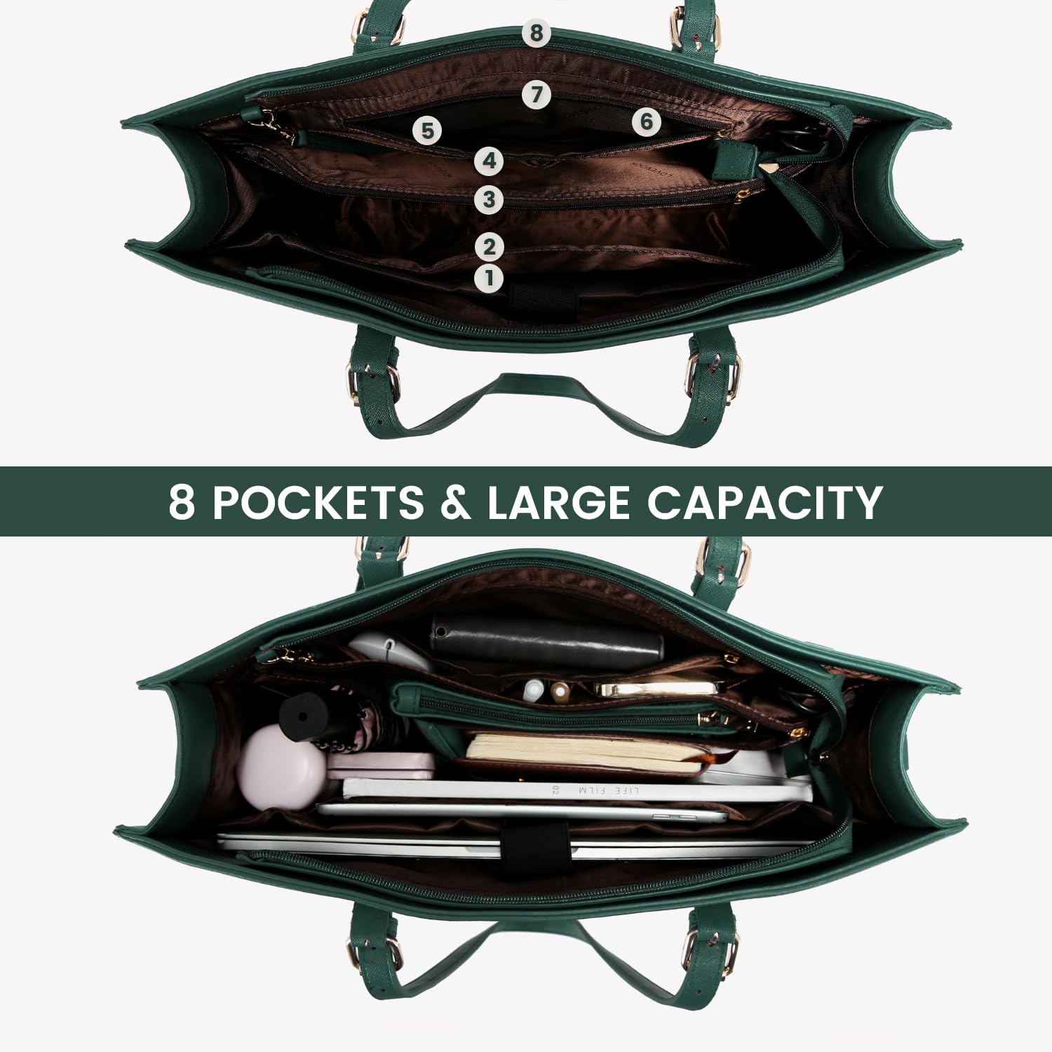 Foto 2 | Bolsa Para Portátil Lovevook Para Mujer De 17.3 Pulgadas Con Bolso De Mano Deepgreen - Venta Internacional.
