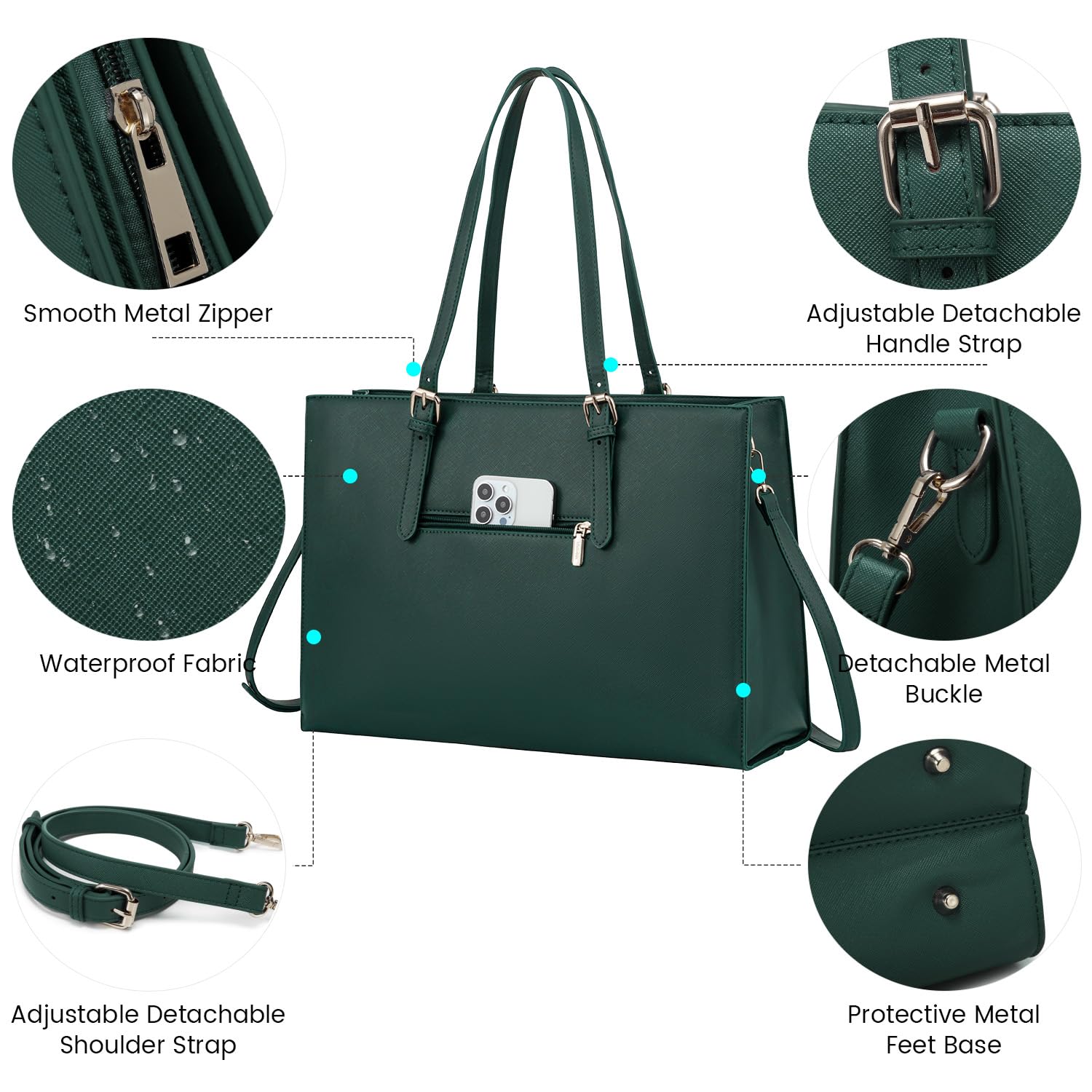 Foto 4 pulgar | Bolsa Para Portátil Lovevook Para Mujer De 17.3 Pulgadas Con Bolso De Mano Deepgreen - Venta Internacional.