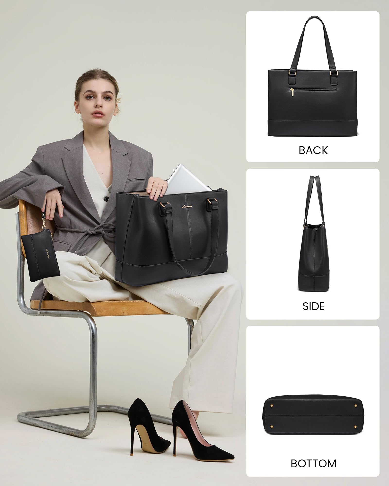 Foto 7 | Bolsa De Mano Para Portátil Lovevook Para Mujer De 15.6 Pulgadas  Piel Impermeable - Venta Internacional.