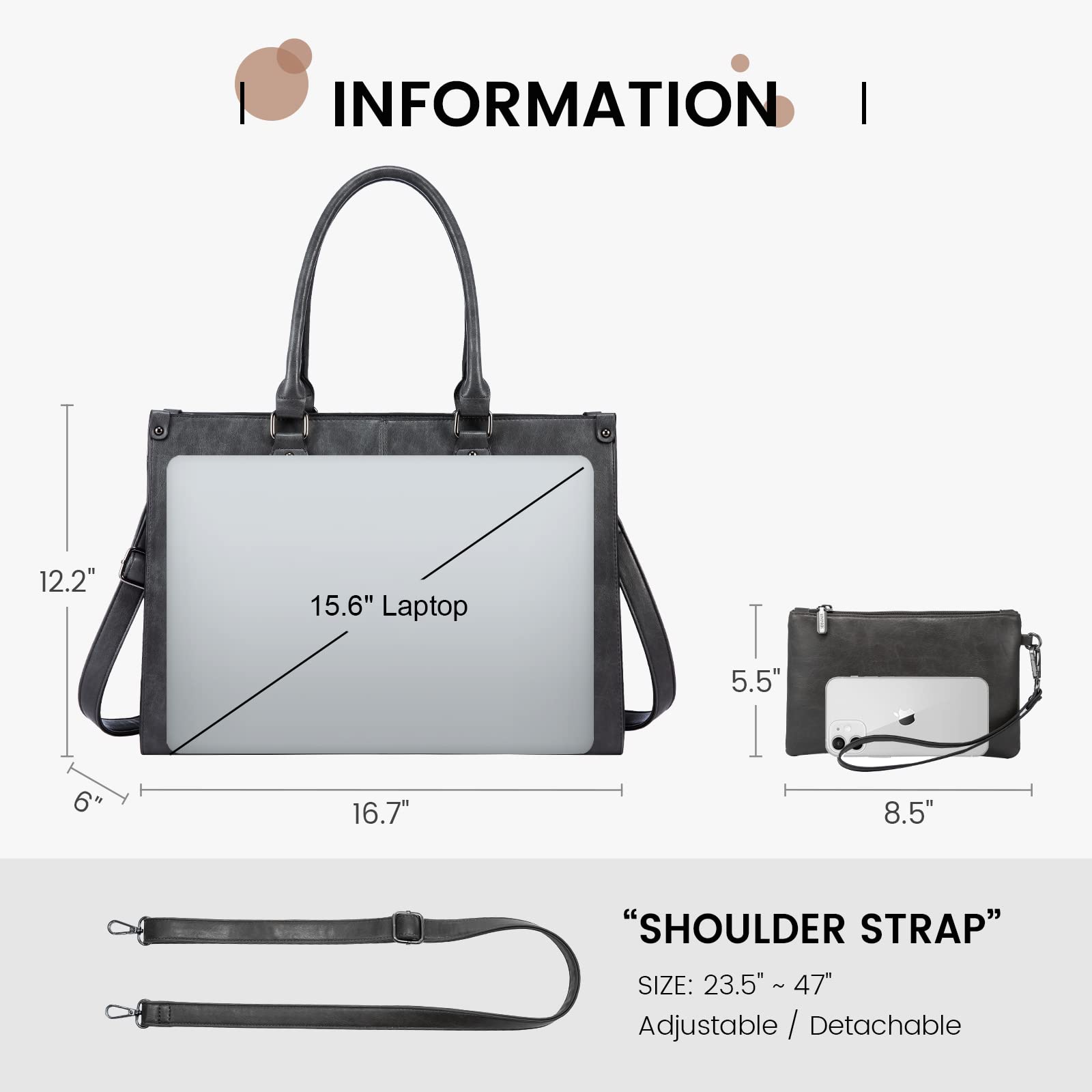 Foto 2 | Bolsa Para Portátil Lovevook Para Mujer De Cuero Vintage De 15.6 Pulgadas - Venta Internacional.