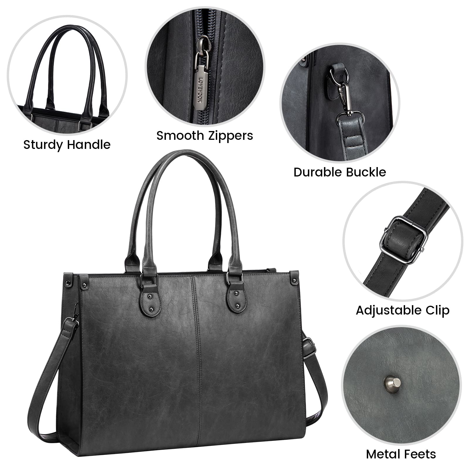 Foto 4 | Bolsa Para Portátil Lovevook Para Mujer De Cuero Vintage De 15.6 Pulgadas - Venta Internacional.