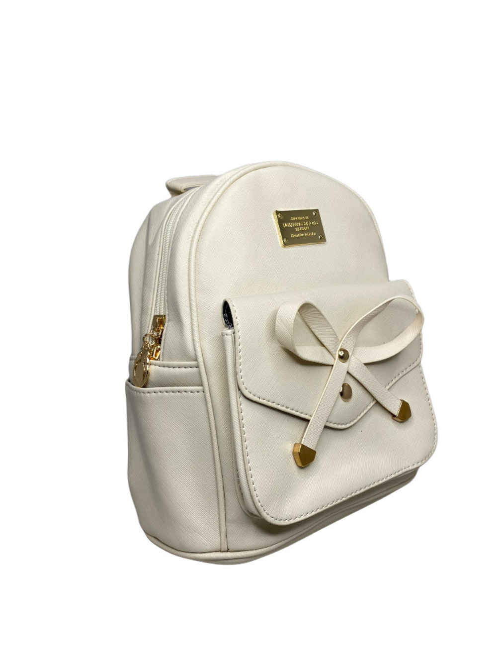 Foto 2 pulgar | Mochila para Mujer Malubero color Blanco de Piel con Lazo Antirrobo