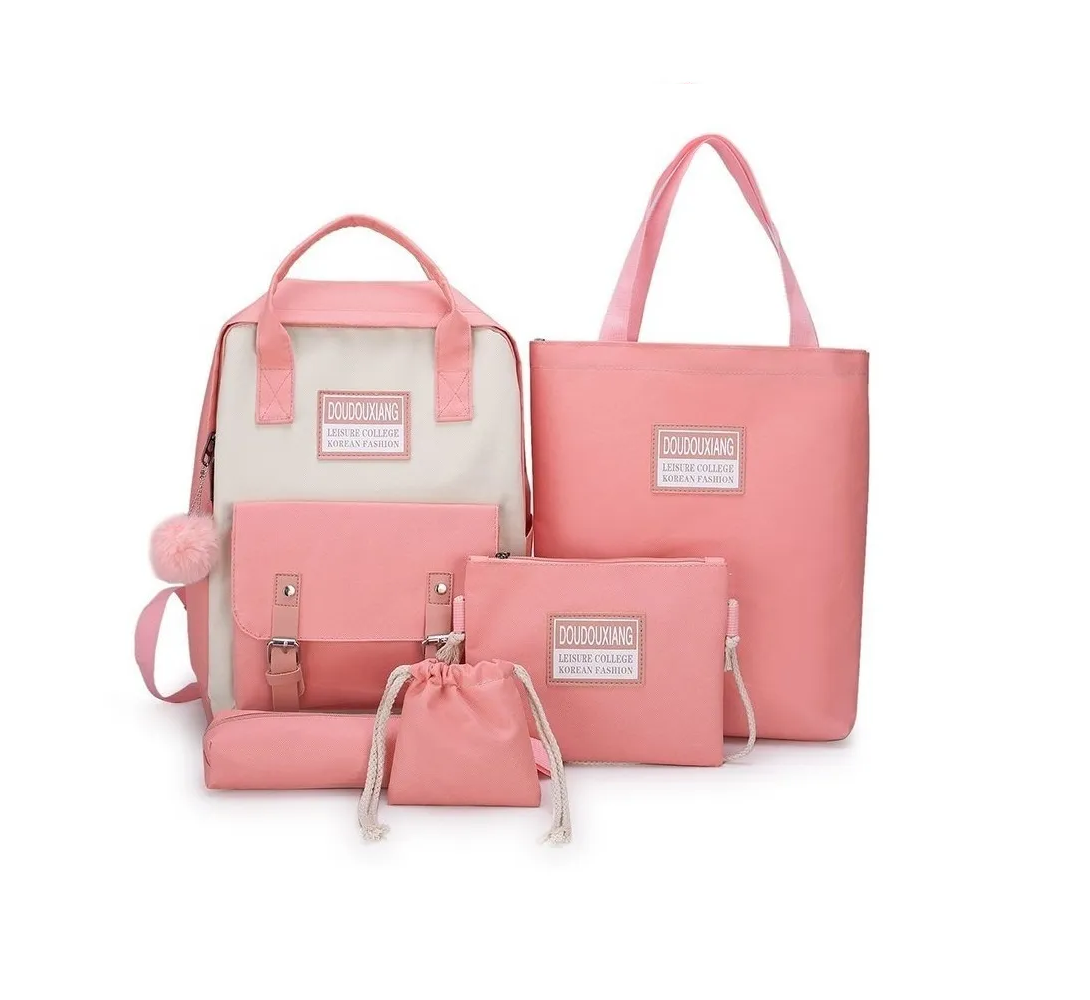 Foto 1 | Set de 5 Mochilas y Bolsas Escolares Malubero color Rosa