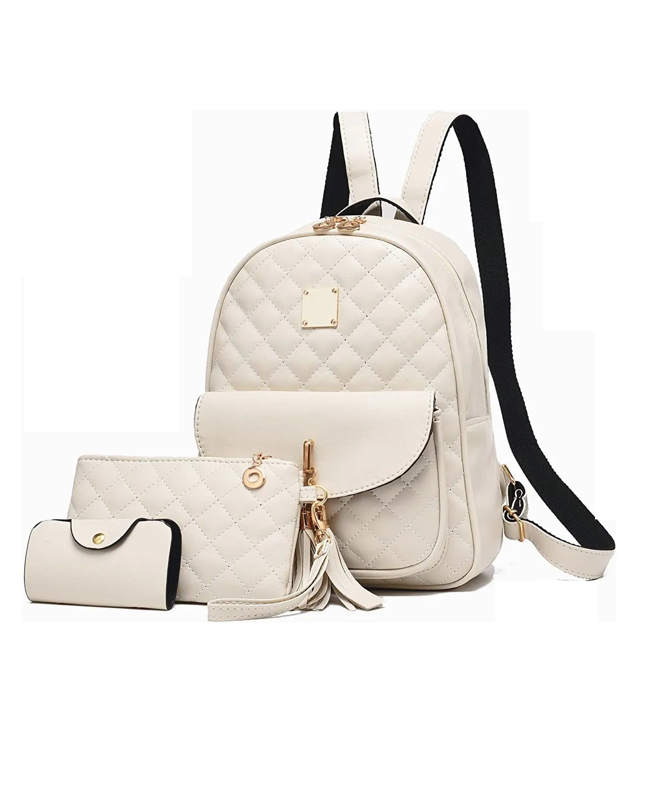 Mochila Back Pack para Dama Kit 3 Piezas color Blanco