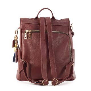 Foto 2 | Backpack Antirrobo A Ángelozano Modelo María Piel Con Telar De Zinacantán Color Shedrón