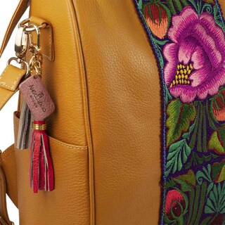 Foto 3 | Backpack Antirrobo A Ángelozano Modelo María Piel Con Telar De Zinacantán Color Mostaza