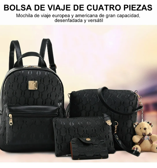 Foto 2 | Set De 4 Bolsas De Moda Xtellar Para Mujer: Mochila, Bolso, Cosmetiquera, & Correa