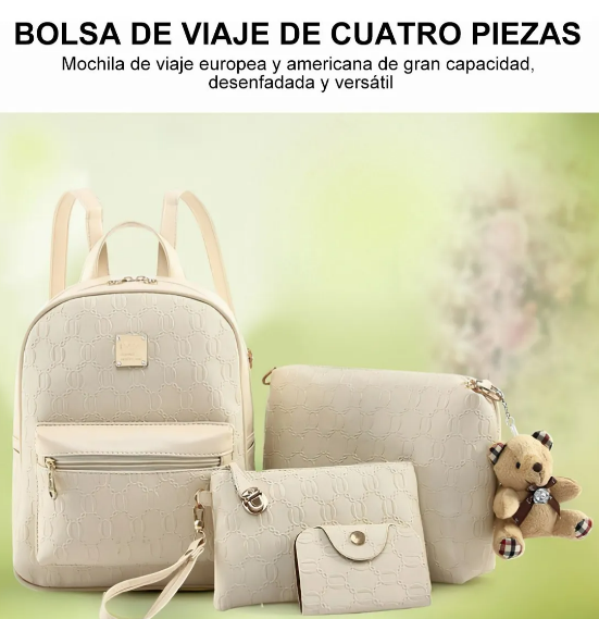 Foto 5 pulgar | Set De 4 Bolsas De Moda Xtellar Para Mujer: Mochila, Bolso, Cosmetiquera, & Correa