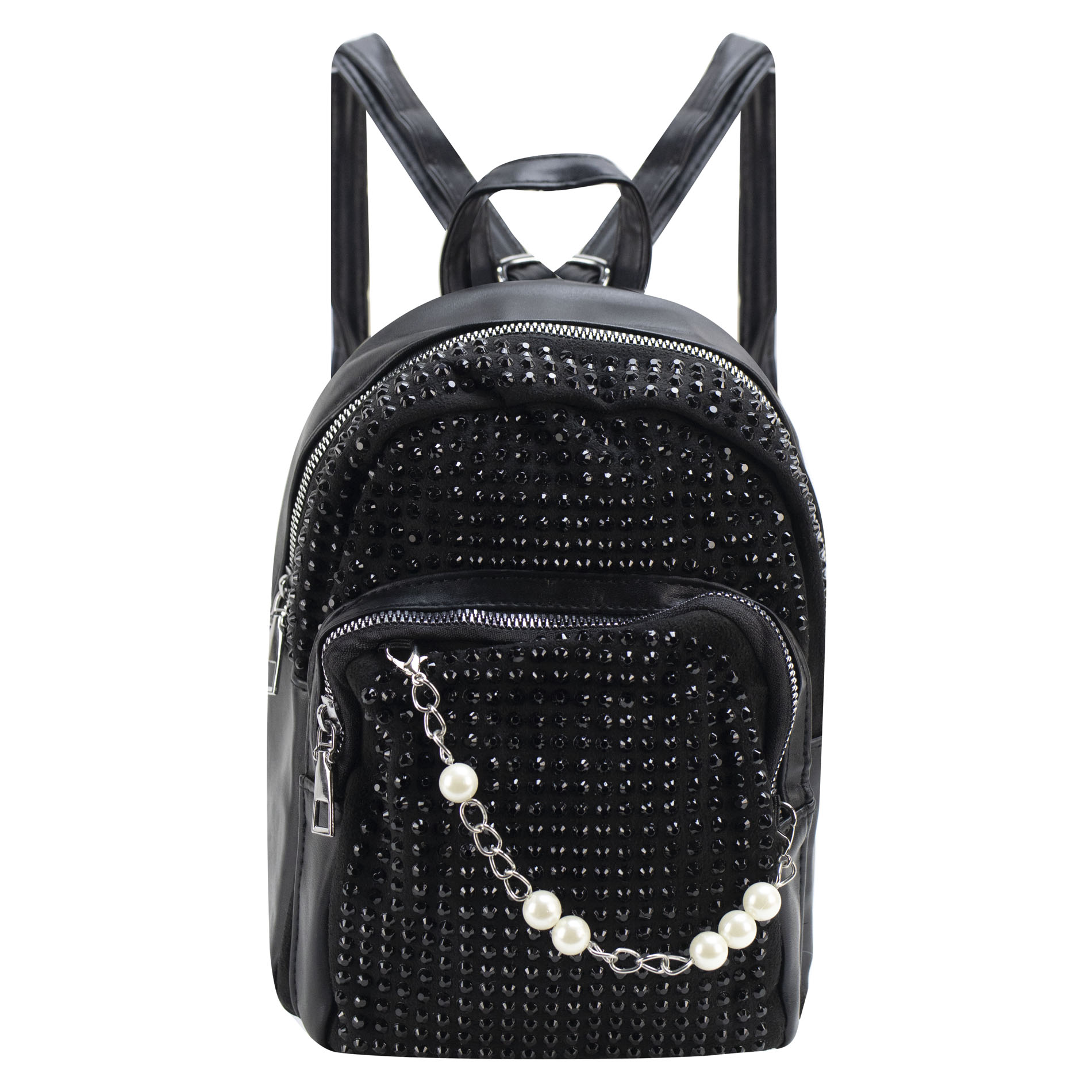 Foto 2 pulgar | Mini Mochila Para Dama Negro Piedras Sintetico Perla Nueva Imagen