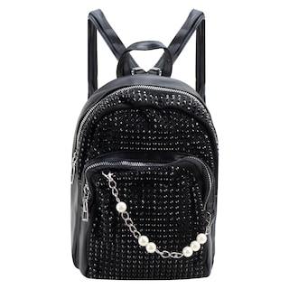 Foto 1 | Mini Mochila Para Dama Negro Piedras Sintetico Perla Nueva Imagen