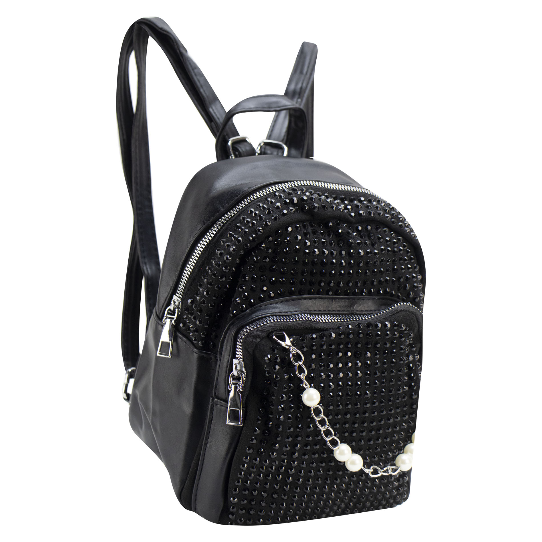 Foto 3 pulgar | Mini Mochila Para Dama Negro Piedras Sintetico Perla Nueva Imagen