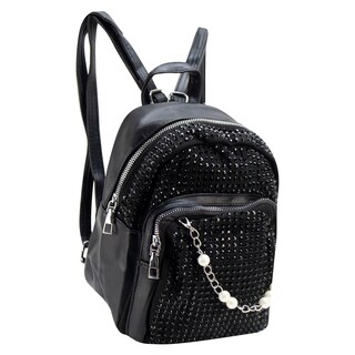 Foto 2 | Mini Mochila Para Dama Negro Piedras Sintetico Perla Nueva Imagen