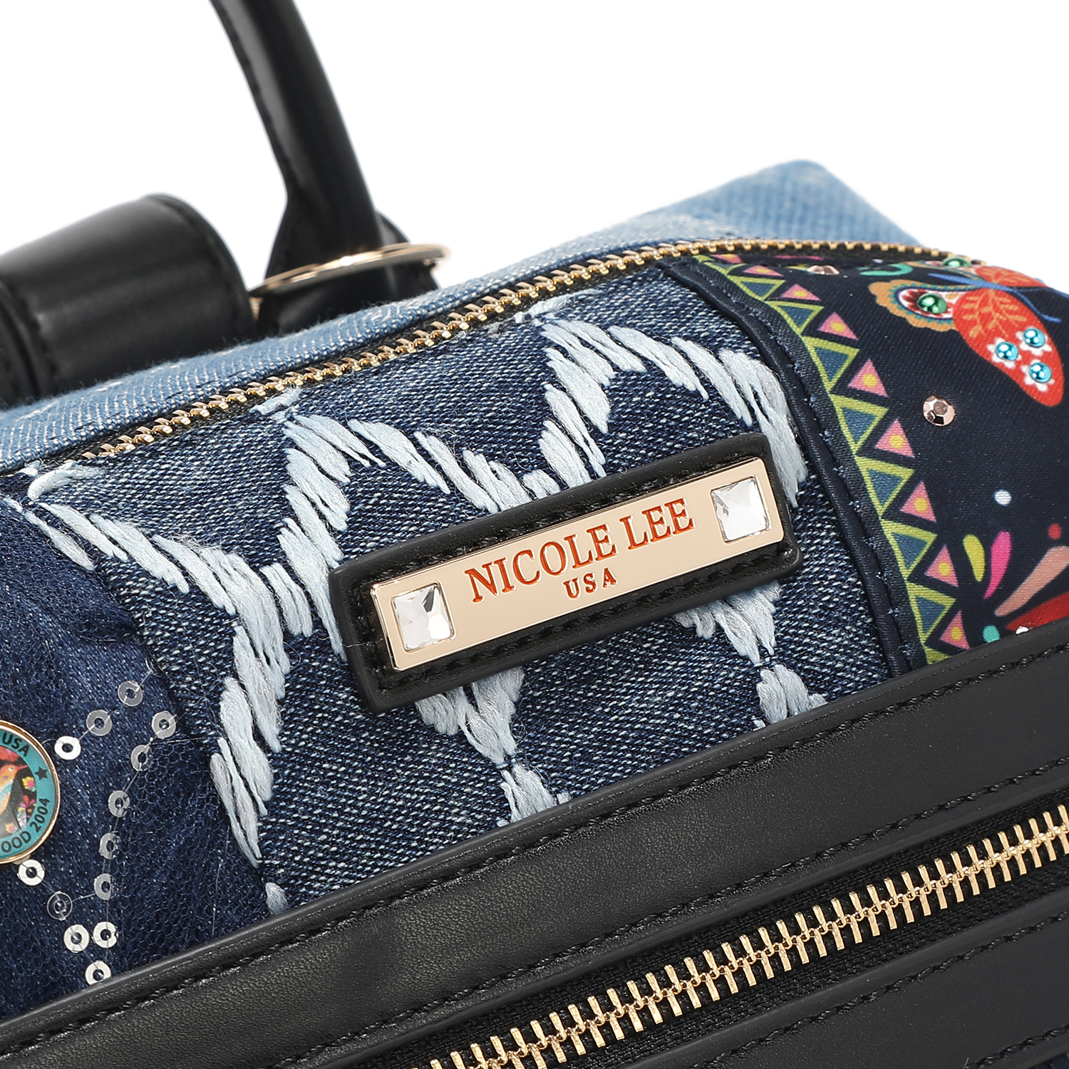 Foto 4 pulgar | Mochila De Mezclilla Nicole Lee Bosque De Amor