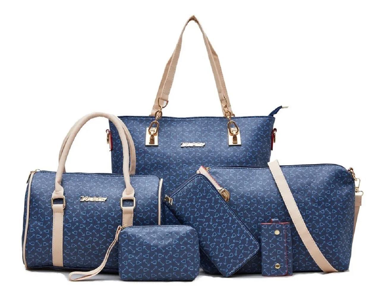 Foto 2 pulgar | Set de 6 Bolsas Estampadas Malubero para Dama color Azul