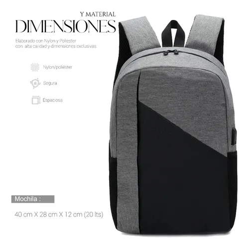 Foto 2 pulgar | Mochila para Laptop Genérica color Gris con Carga Usb