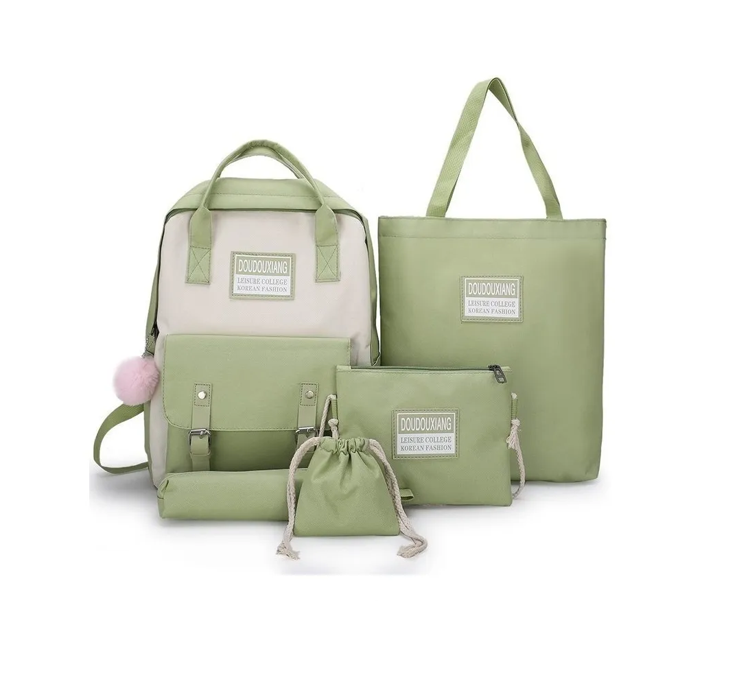 Foto 1 | Set de 5 Mochilas y Bolsas color Verde Claro