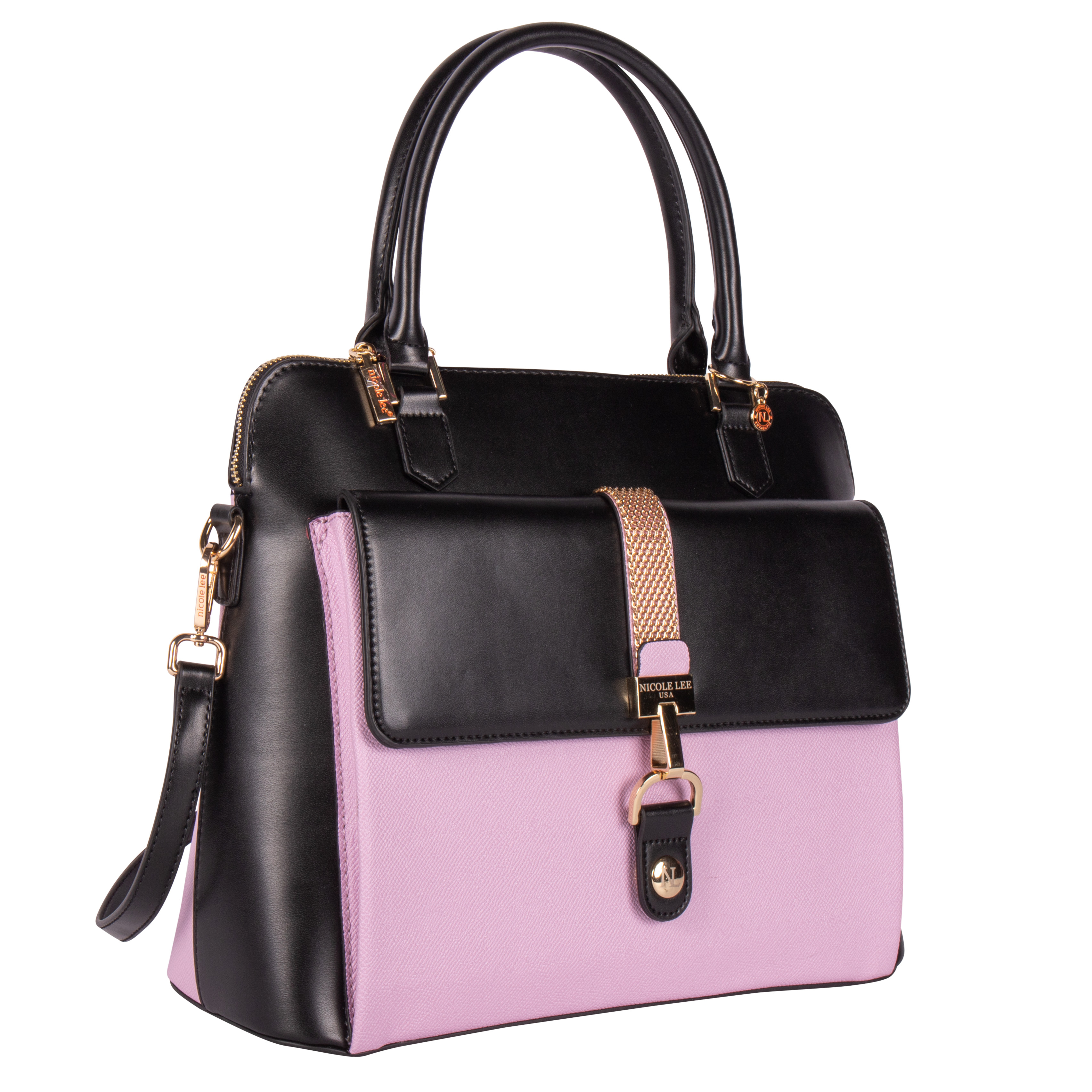 Maletín Nicole Lee Bicolor con Solapa color Lila