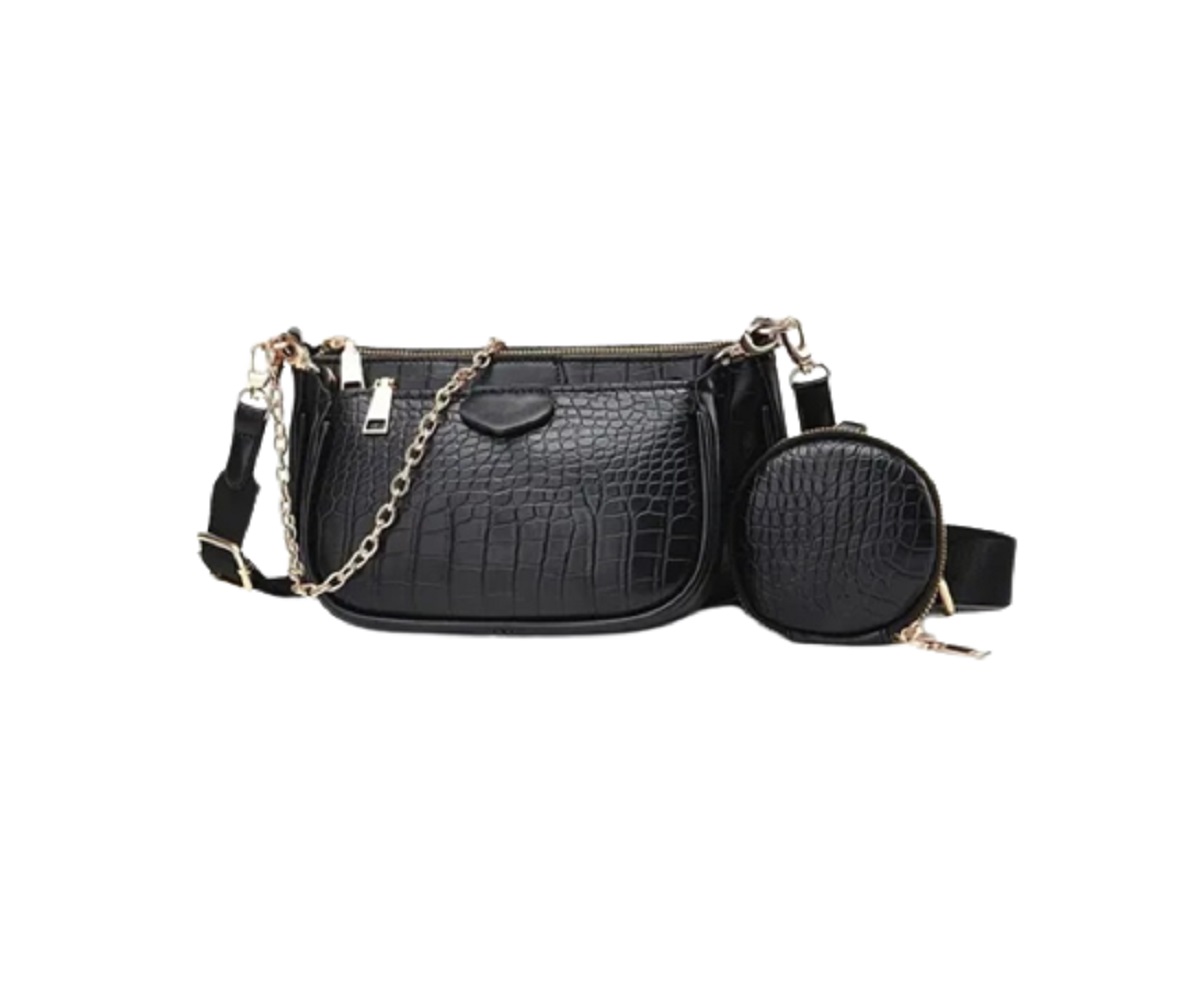 Juego de Bolsas para Dama 3 en 1 de Moda Malubero color Negro
