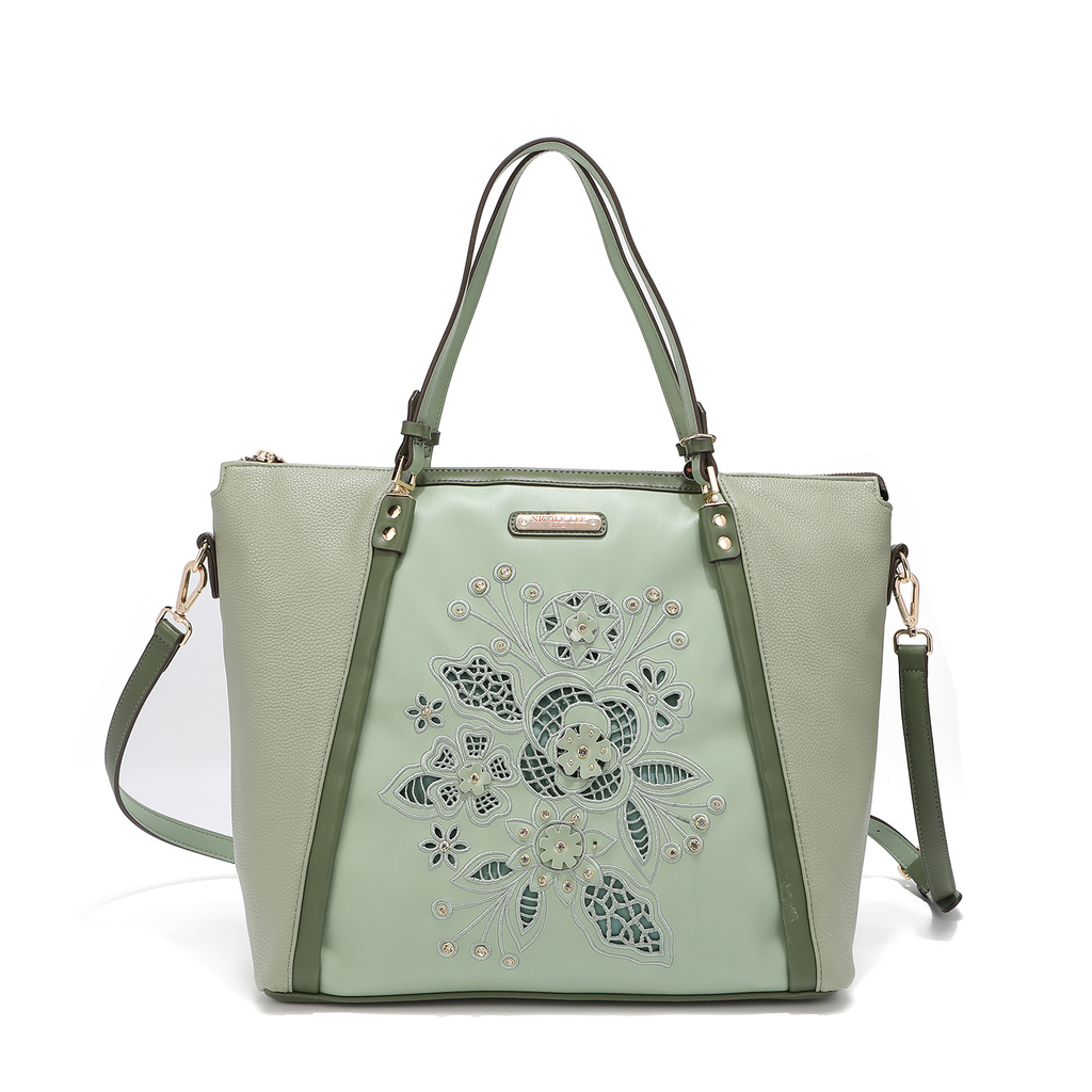 Bolsa Shoulder Nicole Lee Corte Láser y Bordado Sage color Verde