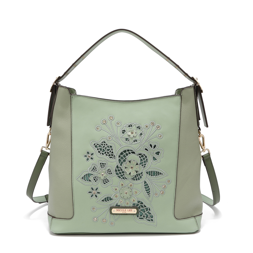 Foto 1 | Bolsa Hobo Nicole Lee Cornelia color Verde con Corte Láser y Bordado Sage
