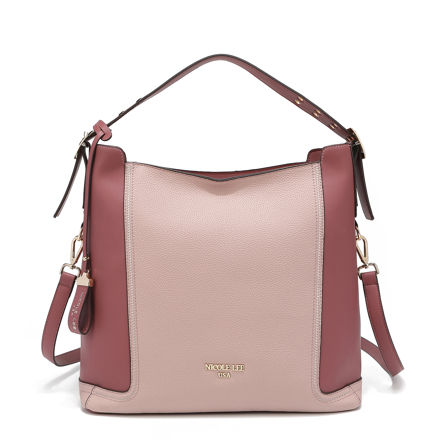 Bolsa Hobo Nicole Lee Isabel color Rosa con Asas Ajustables