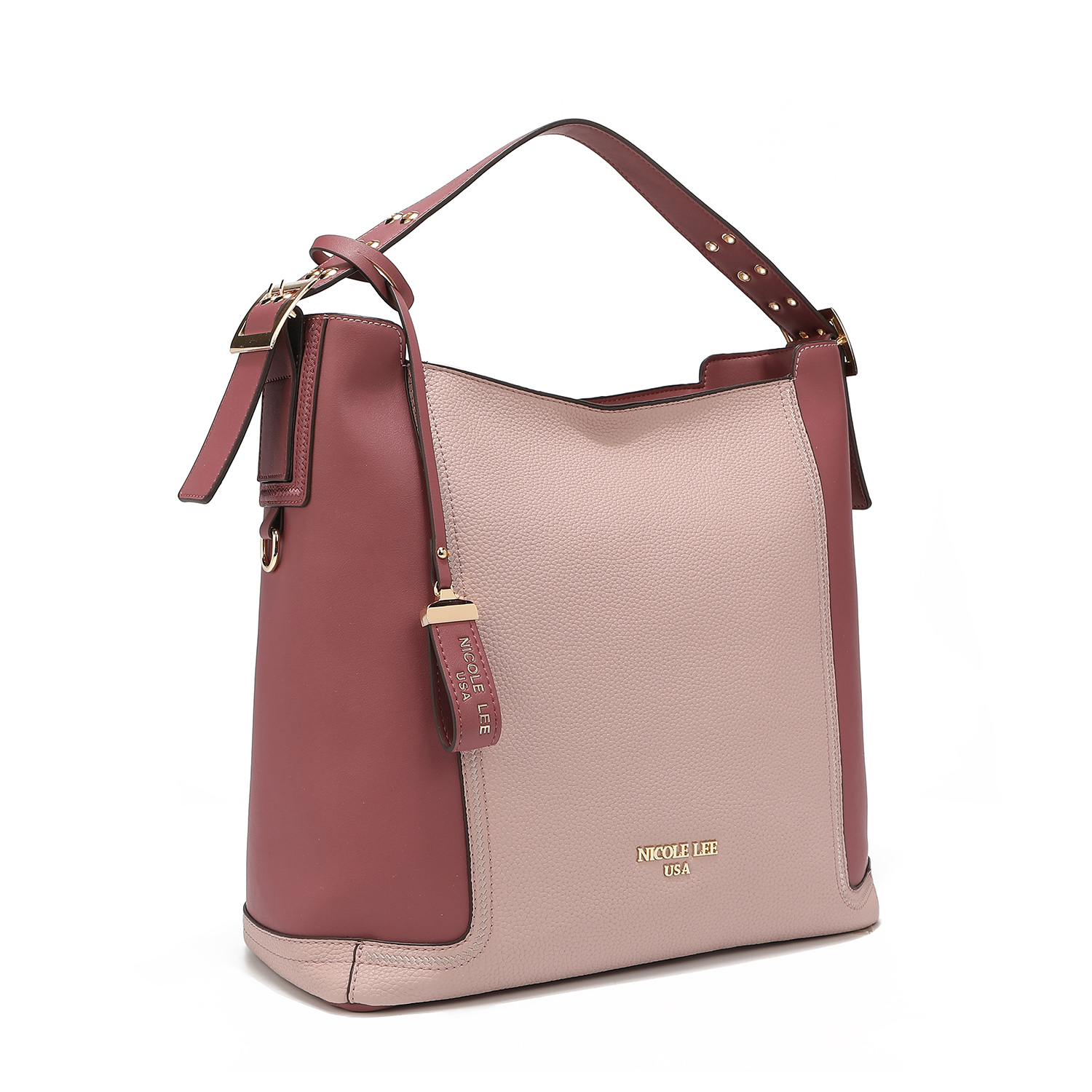 Foto 3 pulgar | Bolsa Hobo Nicole Lee Isabel color Rosa con Asas Ajustables