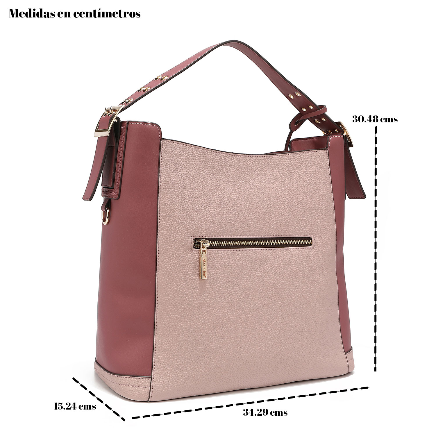 Foto 4 pulgar | Bolsa Hobo Nicole Lee Isabel color Rosa con Asas Ajustables