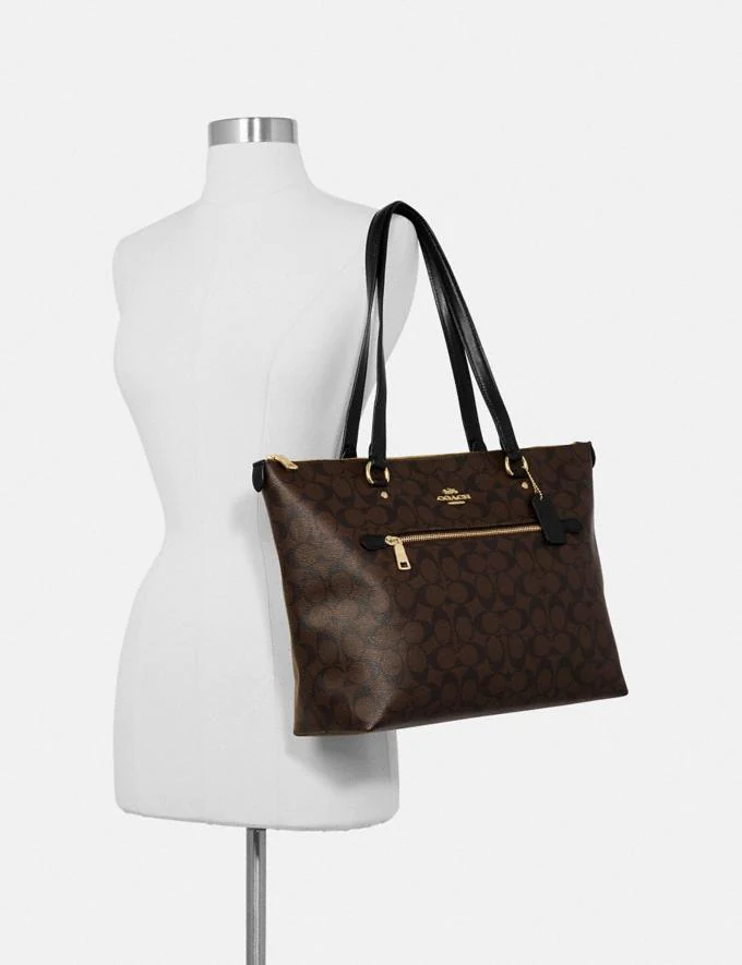 Foto 4 pulgar | Bolso Coach Tote Gallery de Lona de Firma color Marrón