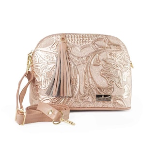 Foto 1 | Bolso Crossbody A Ángelozano Selena Piel Grabada Tipo Cincelado color Oro Rosado