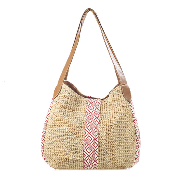 Foto 2 pulgar | Bolso Hobo A Ángelozano Modelo Verónica De Yute Con Telar Rembos Color Beige